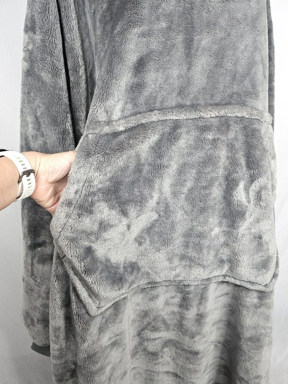 Oversized Hooded Wearable Blanket | Plush Gray Blanket Hoodie | One Size